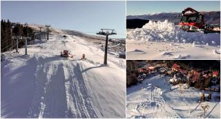 Pe pârtia Constantinescu, din staţiunea Straja, s-a aşternut strat gros de zăpadă