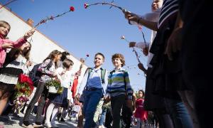 Copii în prima zi a anului școlar