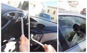 Român din Italia distruge cu levierul, Live pe Facebook, maşina confiscată de carabinieri: Ia, Salvini, maşină (Video)