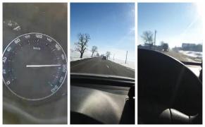 Cu maneaua la maxim, un şofer face Live pe Facebook la volan cu 200 km/h şi depăşiri de infarct, la Suceava (Video)
