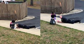 Poliţistul primise o alarmă falsă în apropiere, motiv pentru care s-a oprit un timp să se joace alături de copii