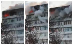 Primele imagini cu apartamentul din Buzău în flăcări, în care o tânără a murit arsă de vie, după o petrecere (Video)