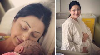 Gabriela Cristea în maternitate, alături de fiica sa