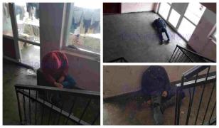 Tineri drogaţi în scara blocului