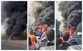 51 de copii în pericol să ardă de vii, la Milano, după ce şoferul a dat foc autobuzului şcolar (Video)