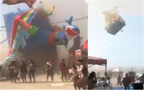 Doi copii morţi şi alţi 18 răniţi, după ce o tornadă a luat pe sus un castel gonflabil, în China (Video)