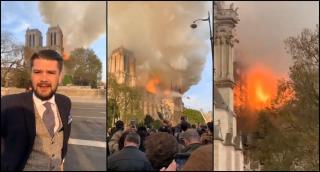 Un român a filmat imagini dramatice în timp ce Catedrala Notre Dame era mistuită de flăcări: "Suntem plini de cenuşă" (Video)