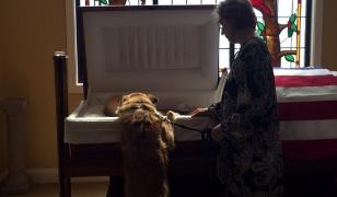 Câinele şi-a luat rămas bun de la stăpânul său