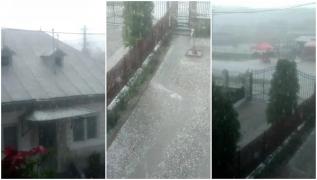 Grindină în Dâmboviţa, la Voineşti