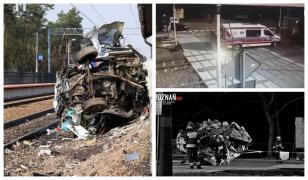 Doi morţi într-o ambulanţă lovită de tren