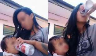 O tânără mamă i-a dat bere fiicei sale, live pe Facebook