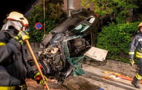Mașina românului la locul accidentului din Austria