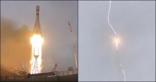 O rachetă rusească Soyuz a fost lovită de trăznet la nici zece secunde de la lansare