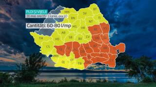 Hartă cu coduri meteo de furtuni