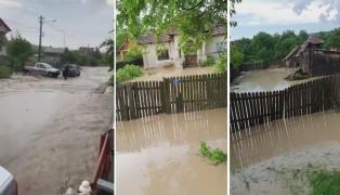 Inundații la Horezu și Berbești, după furtună