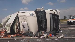Locul accidentului de TIR de pe A1