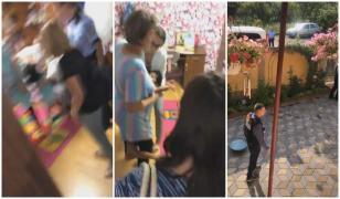 Fetiţă luată cu mascaţii de acasă