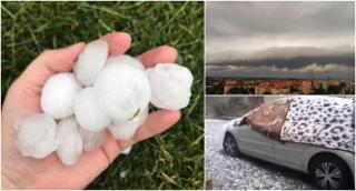 Prăpăd în Timiş pe codul roşu de grindină. Oamenii şi-au acoperit maşinile cu pături ca să nu fie distruse de gheaţă (Video)