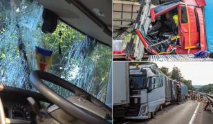 Şofer român de TIR, strivit între două camioane într-un cumplit accident în Germania