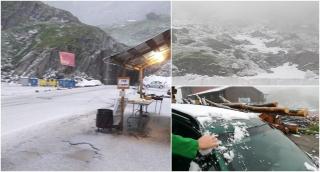 Ninsori viscolite la munte, s-a aşternut strat de zăpadă pe Transfăgărăşan (Video)