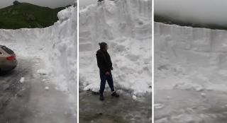 Zăpadă de 3 metri la Bâlea Lac în iulie