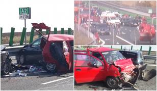 Matiz făcut praf pe A2