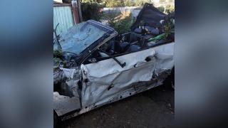 Mașina distrusă în accidentul din Tulcea