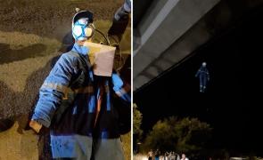 Manechinul spânzurat de podul din Mangalia