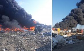 Pompieri la incendiul de la Nojorid