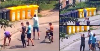 Tinerii isi exersau tinta cu arma în dreptul unui bloc de locuinţe