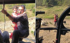 Nicoleta Ploscaru purtată pe brațe de copilotul Ion Sorin