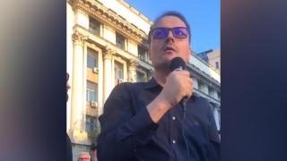Alexandru Cumpănașu vorbește la protestul organizat la Ministerul de Interne