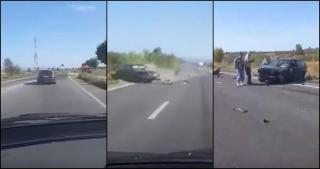 Accident cumplit filmat de un şofer, în Timiş. O cameră de bord a surprins impactul devastator (Video)