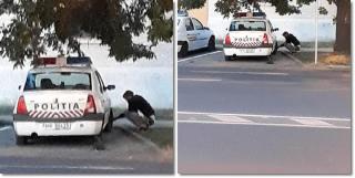 Roţi dezumflate la maşinile poliţiei