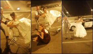 Mireasă furată şi plimbată cu căruciorul de cumpărături prin parcarea unui supermarket (Video)