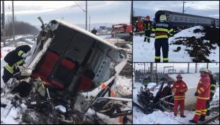 O dubă a fost spulberată de tren la Şcheia