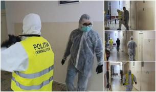 Criminaliştii strâng probe şi fac fotografii după crima atroce din spital