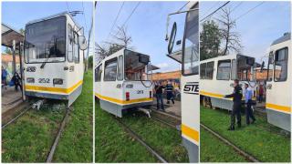 Tramvaiul nr. 11 a lovit din spate tramvaiul nr. 10 care se afla în stație