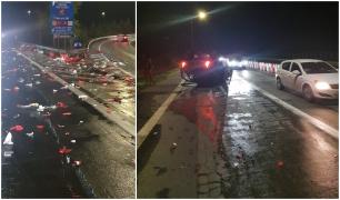 Alcoolemie fantastică la un tânăr fără permis, care s-a răsturnat spectaculos cu mașina pe A2: 3,15 la mie