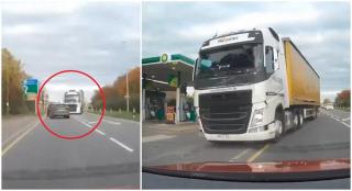 Momentul teribil în care un șofer de TIR leșină la volan, pe un drum din Anglia