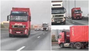 Camion scăpat de sub control pe un drum din Rusia