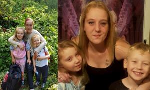 Mama alături de fiica şi fiul ei