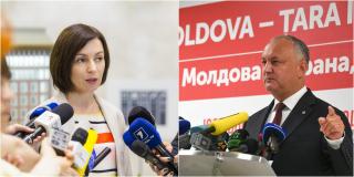 Igor Dodon și Maia Sandu au făcut declarații de presă după încheierea primului tur de scrutin al alegerilor prezidențiale din Republica Moldova