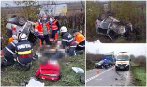 Matiz făcut praf pe un drum din Vaslui. Doi bărbați au murit pe loc