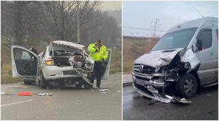 Maşină de poliţie făcută praf, la ieşirea din Botoşani. Un agent de la Rutieră a ajuns la spital