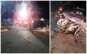 Accident între un Peugeot și o camioneta, la Ivesti