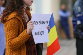 Protest în Piaţa Victoriei faţă de noile măsuri anti-Covid-19