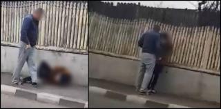 Puştiul a fost lovit de şoferul de ambulanţă, până când s-a prăbuşit pe caldarâm