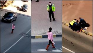 Femeia din Suceava a fost imobilizată și încătușată de polițiști