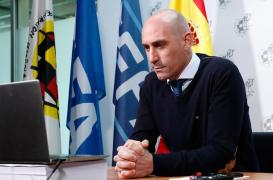 Luis Rubiales, în timpul conferinței de presă